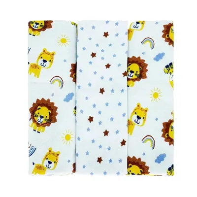 Kit Cueiro Bublim Rolinho Estampado Leão - 3 Peças Kit Cueiro Bublim Rolinho Estampado Leão - 3 Peças